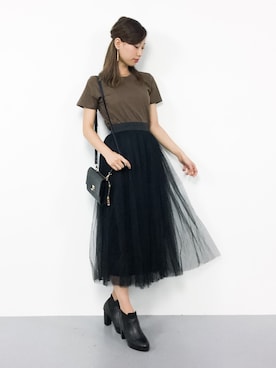 「14+（イチヨンプラス）のアイテム（トップス）」を使った、KIIさん（レディース・160cm）の秋コーディネート