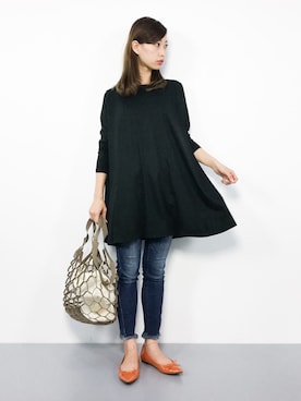 「フレア」｜「アイテム（チュニック）」を使った、KIIさん（レディース・160cm）の秋コーディネート
