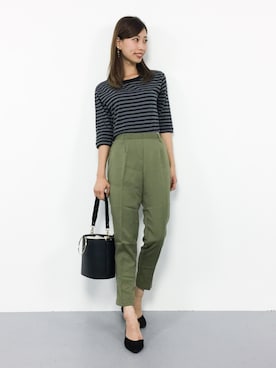 「ペタンコ靴」｜「アイテム（スラックス）」を使った、KIIさん（レディース・160cm）の秋コーディネート