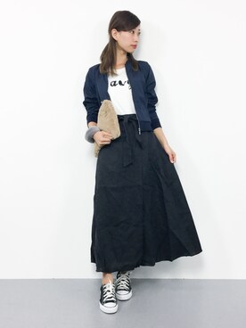 「ラップスカート」｜「アイテム（ブルゾン）」を使った、KIIさん（レディース・160cm）の秋コーディネート