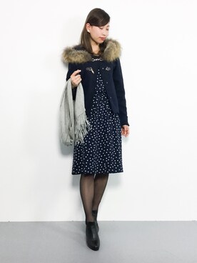 「ファー」｜「アイテム（ダッフルコート）」を使った、KIIさん（レディース・160cm）の秋コーディネート