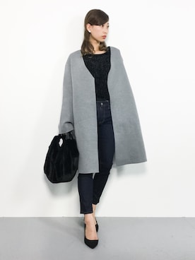 「HusHusH（ハッシュアッシュ）のアイテム（ノーカラージャケット）」を使った、KIIさん（レディース・160cm）の秋コーディネート