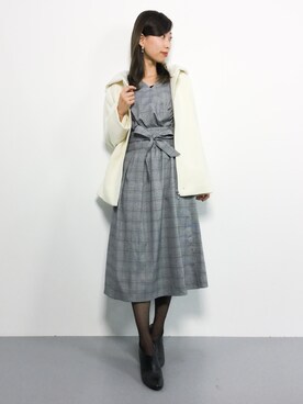 「サッシュベルト」｜「アイテム（その他アウター）」を使った、KIIさん（レディース・160cm）の冬コーディネート