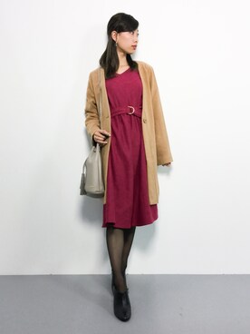 「rps（アールピーエス）のアイテム（チェスターコート）」を使った、KIIさん（レディース・160cm）の冬コーディネート