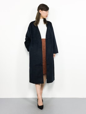 「SEVENDAYS=SUNDAY（セブンデイズサンデイ）のアイテム（ノーカラージャケット）」を使った、KIIさん（レディース・160cm）の冬コーディネート