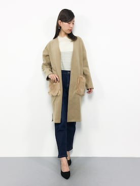 「フリルトップス」｜「アイテム（その他アウター）」を使った、KIIさん（レディース・160cm）の冬コーディネート