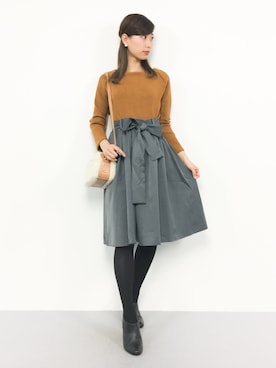 「マスタードイエロー」｜KIIさん（レディース・160cm）の冬コーディネート