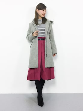 「フレアスリーブ」｜「アイテム（その他アウター）」を使った、KIIさん（レディース・160cm）の冬コーディネート