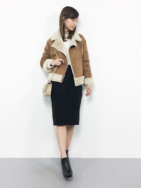 「PLAIN CLOTHING（プレーンクロージング）の【SALE!!プチプラ祭り】【14,500点突破】ダイヤ柄ステッチショルダーバッグ/ポシェット（ショルダーバッグ）」を使った、KIIさん（レディース・160cm）の冬コーディネート
