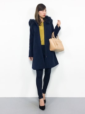 「スカラップ」｜「アイテム（その他アウター）」を使った、KIIさん（レディース・160cm）の冬コーディネート