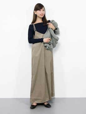 「アイテム（つなぎ/オールインワン、ベージュ系）」を使った、KIIさん（レディース・160cm）の冬コーディネート