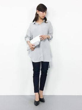 「とろみシャツ」｜「アイテム（ワンピース/ドレス）」を使った、KIIさん（レディース・160cm）の冬コーディネート
