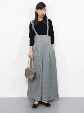 「グレンチェック」｜「アイテム（つなぎ/オールインワン）」を使った、KIIさん（レディース・160cm）の冬コーディネート