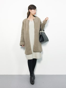 「ラメ」｜「アイテム（ムートンコート）」を使った、KIIさん（レディース・160cm）の冬コーディネート