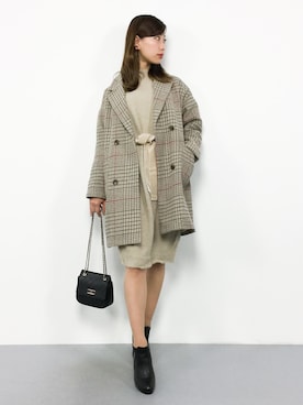 「チェーンバッグ」｜「アイテム（チェスターコート）」を使った、KIIさん（レディース・160cm）の冬コーディネート