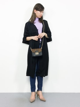 「フレアスリーブ」｜「アイテム（その他アウター）」を使った、KIIさん（レディース・160cm）の冬コーディネート