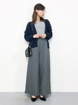 「クルーネックニット」｜KIIさん（レディース・160cm）の冬コーディネート