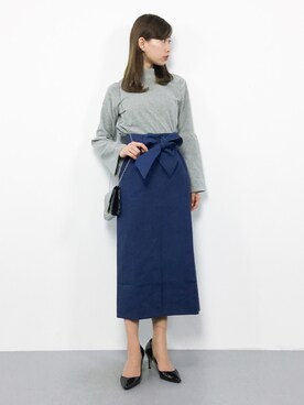 「select MOCA（セレクトモカ）のハイウエストロング丈ペンシルスカート（スカート）」を使った、KIIさん（レディース・160cm）の冬コーディネート