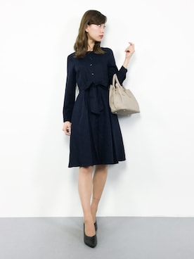 「NATURAL BEAUTY BASIC（ナチュラルビューティーベーシック）のアイテム（シャツワンピース）」を使った、KIIさん（レディース・160cm）の春コーディネート