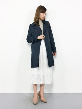 「ラメニット」｜「アイテム（トレンチコート）」を使った、KIIさん（レディース・160cm）の春コーディネート