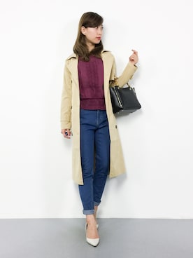 「coca（coca）（コカ）のアイテム（トレンチコート）」を使った、KIIさん（レディース・160cm）の春コーディネート