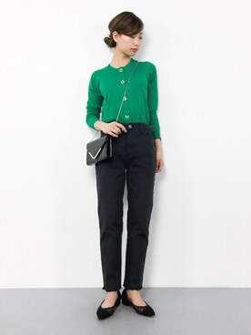 「Mila Owen（ミラオーウェン）のカットオフストレートデニム（デニムパンツ）」を使った、KIIさん（レディース・160cm）の春コーディネート