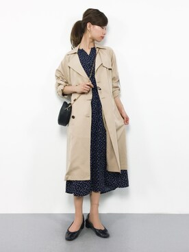 「チェーンバッグ」｜「アイテム（トレンチコート）」を使った、KIIさん（レディース・160cm）の春コーディネート