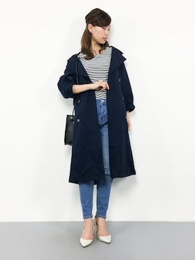 「スカラップ」｜「アイテム（トレンチコート）」を使った、KIIさん（レディース・160cm）の春コーディネート