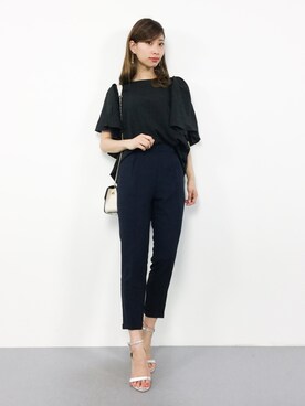 「ISOOK（アイスー）のアイテム（スラックス）」を使った、KIIさん（レディース・160cm）の春コーディネート