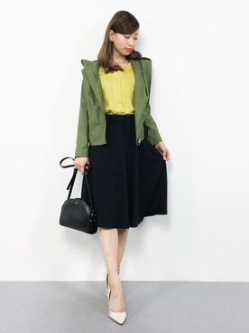 「マスタードイエロー」｜「アイテム（ブルゾン）」を使った、KIIさん（レディース・160cm）の春コーディネート
