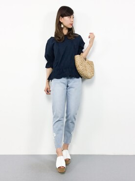「note et silence （ノートエシロンス）のアイテム（かごバッグ）」を使った、KIIさん（レディース・160cm）の春コーディネート