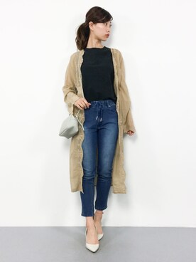 「Ungrid（アングリッド）のスカラップ刺繍ガウン（シャツ/ブラウス）」を使った、KIIさん（レディース・160cm）の春コーディネート