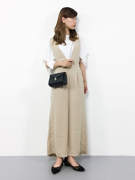 「ゆるニット」｜「アイテム（オールインワン・サロペット）」を使った、KIIさん（レディース・160cm）の夏コーディネート