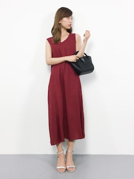 「ミニトート」｜「アイテム（ワンピース/ドレス）」を使った、KIIさん（レディース・160cm）の夏コーディネート