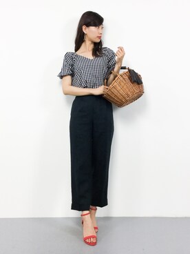 「grove（グローブ）のアイテム（かごバッグ）」を使った、KIIさん（レディース・160cm）の夏コーディネート