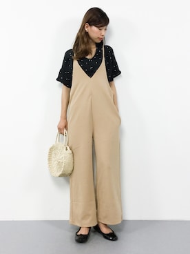 「アイテム（つなぎ/オールインワン、ベージュ系）」を使った、KIIさん（レディース・160cm）の夏コーディネート