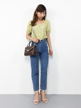 「マスタードイエロー」｜KIIさん（レディース・160cm）の夏コーディネート