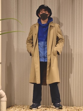 「古着好きな人と繋がりたい」｜「アイテム（ステンカラーコート）」を使った、trueblueさん（メンズ・168cm）の春コーディネート