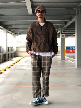 「秋のブラウンスタイル」｜「アイテム（ナイロンジャケット）」を使った、Genki Nakamuraさん（メンズ・179cm）の秋コーディネート