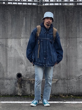 「フォロバ」｜「アイテム（デニムジャケット）」を使った、Genki Nakamuraさん（メンズ・179cm）の冬コーディネート
