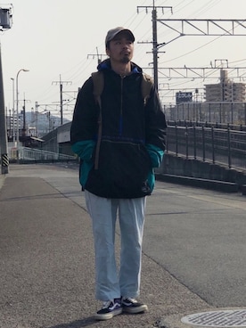 「BLACK&BLUE（ブラックアンドブルー）のアイテム（パンツ）」を使った、Genki Nakamuraさん（メンズ・179cm）の春コーディネート