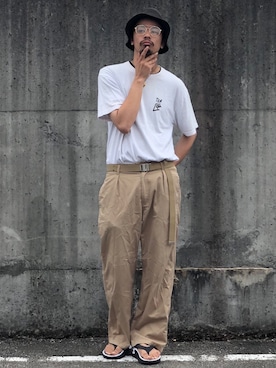 「ラテコーデ」｜「アイテム（帽子）」を使った、Genki Nakamuraさん（メンズ・178cm）の夏コーディネート