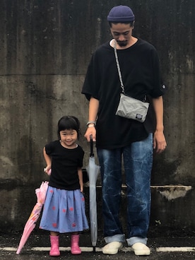 「アイテム（ボディバッグ/ウエストポーチ、シルバー系）」を使った、Genki Nakamuraさん（メンズ・179cm）の夏コーディネート