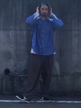 「アイテム（スラックス）」を使った、Genki Nakamuraさん（メンズ・179cm・30代）の春コーディネート