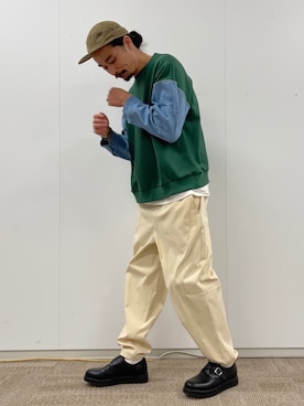 「CPCM（シーピーシーエム）のアイテム（スウェット）」を使った、Genki Nakamuraさん（メンズ・179cm）の春コーディネート