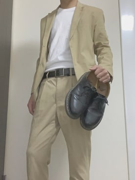 「INHERIT（インヘリット）のアイテム（スラックス）」を使った、ヒロトさん（メンズ・168cm）の春コーディネート