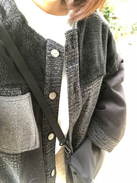 「rivet & surge（リベットアンドサージ）のアイテム（ノーカラージャケット）」を使った、JIROさん（レディース・157cm）の冬コーディネート