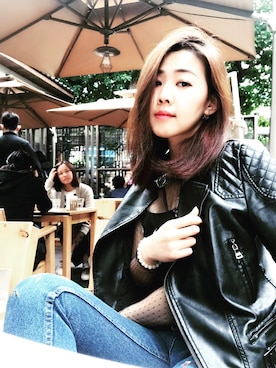 「100percent（ヒャクパーセント）のアイテム」を使った、劉為麟ivyさん（レディース・163cm）の春コーディネート