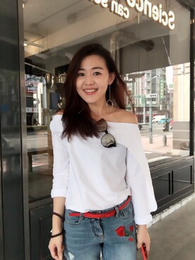 「100percent（ヒャクパーセント）のアイテム」を使った、劉為麟ivyさん（レディース・163cm）の夏コーディネート