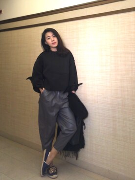 「100percent（ヒャクパーセント）のアイテム」を使った、劉為麟ivyさん（レディース・163cm）の冬コーディネート